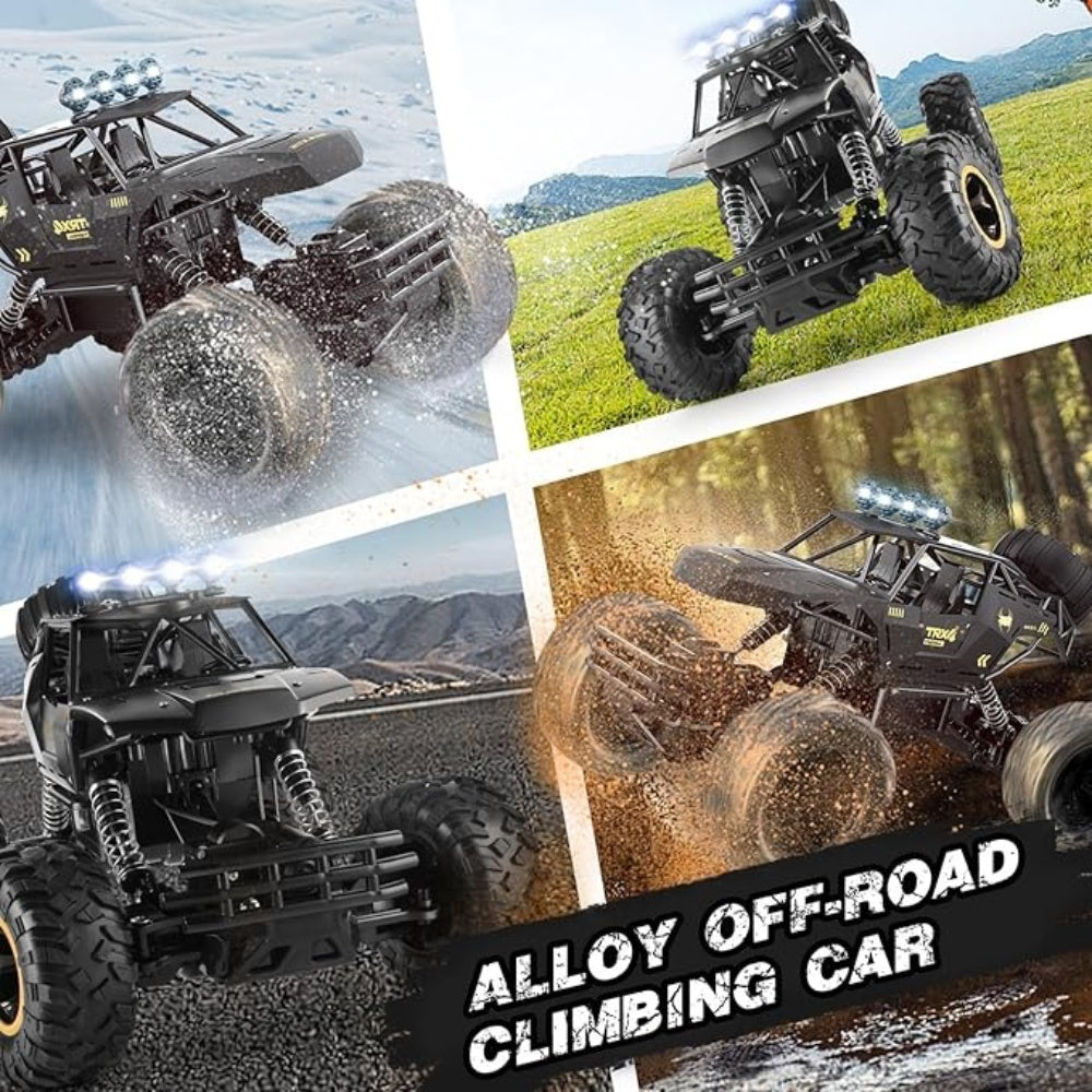 UK 4DRC Rc Car Rock Crawler Rechargeable Off Road Truck 4WD , Metal Shell LED Headlights RC Remote Control Off Road Car Truck