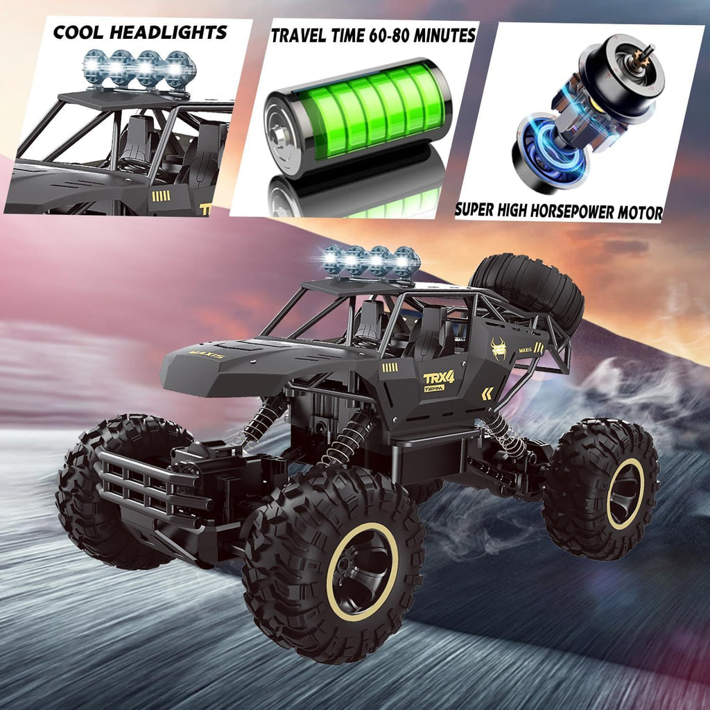 UK 4DRC Rc Car Rock Crawler Rechargeable Off Road Truck 4WD , Metal Shell LED Headlights RC Remote Control Off Road Car Truck
